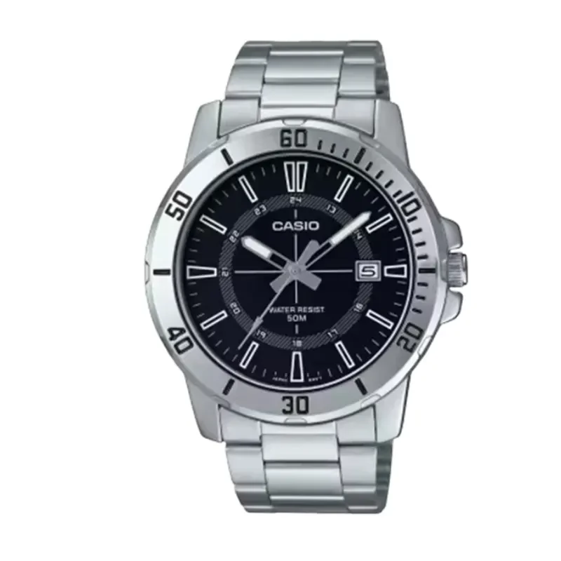 Casio New Enticer Black Dial Men's Watch- MTP-VD01D-1CV